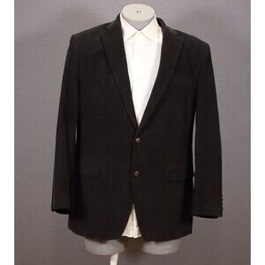 Lauren Ralph Lauren Men Black Corduroy Blazer Jacket Leather Buttons Cotton 42L